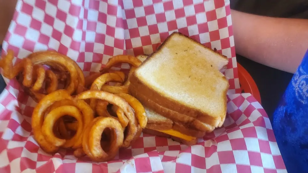 Grilled Cheese Sandwich and Curly Fries